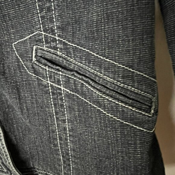 Live a Little Dark blue Jean Jacket, with special stitching, size M - Picture 3 of 7